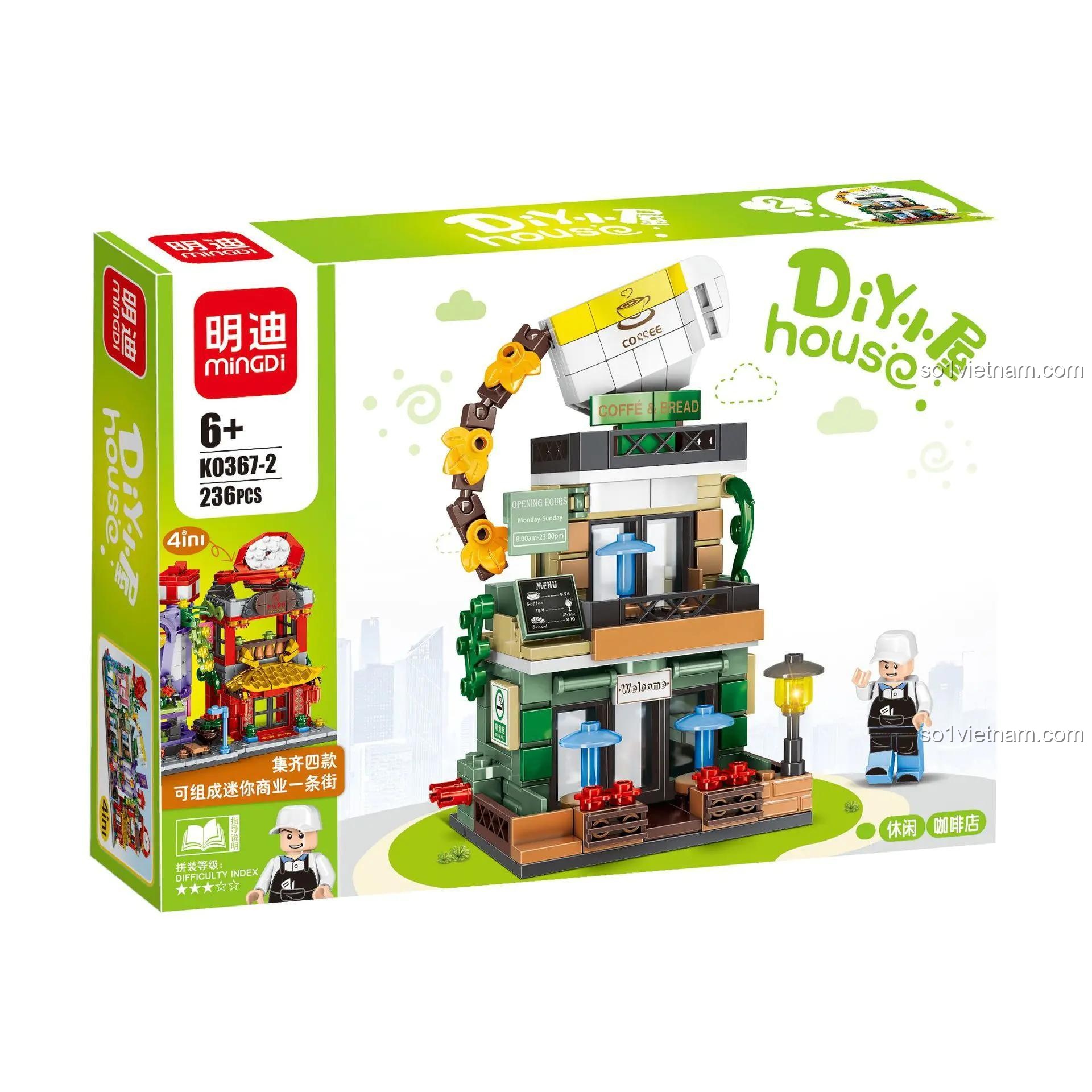 Hộp đồ chơi lắp ráp K0367-2 Quán Cà Phê LEIBAO, mô hình phố thương mại mini cho bé 6 tuổi, giá tiết kiệm.