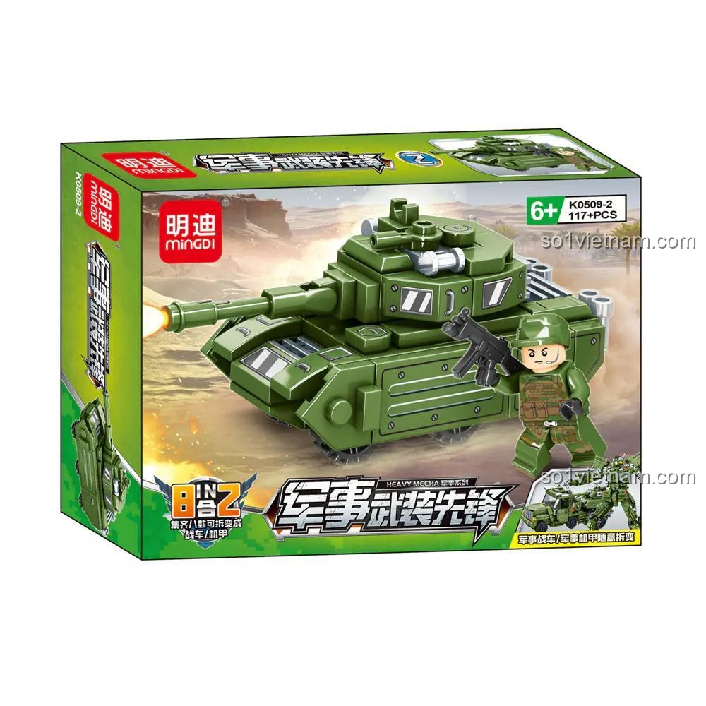 Hộp sản phẩm bộ đồ chơi quân sự MingDi K0509 Heavy Mecha với mô hình xe tải