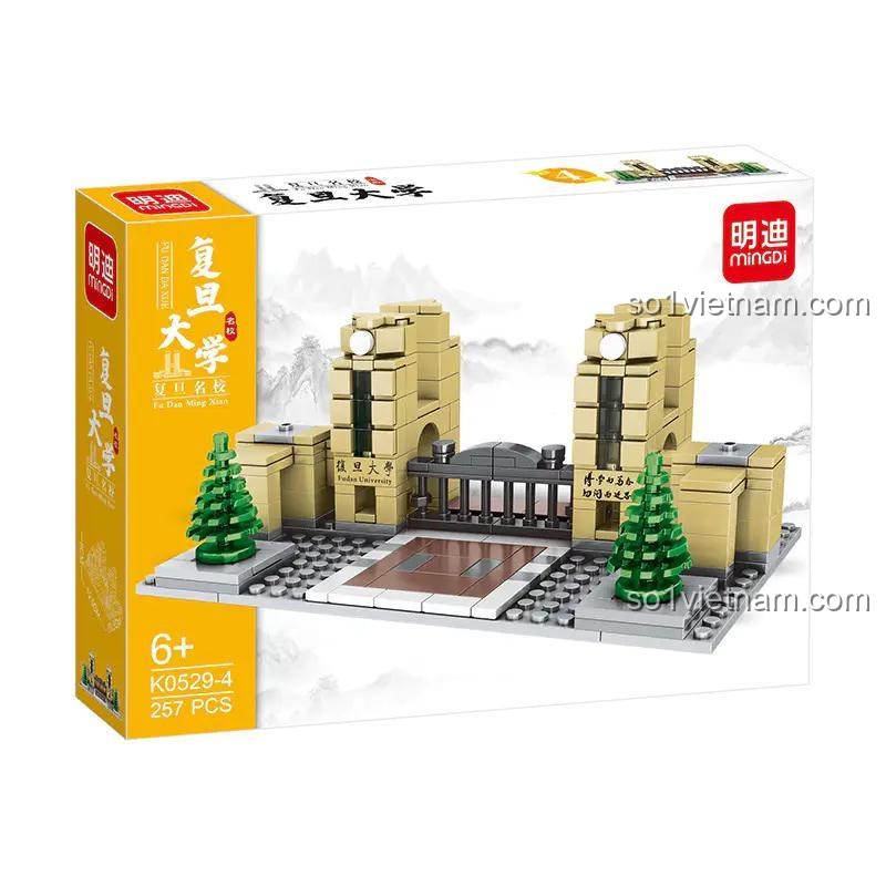 Hộp bộ lắp ghép Đại học Phục Đán - Mô hình kiến trúc kinh điển, đồ chơi giáo dục cho bé 6 tuổi