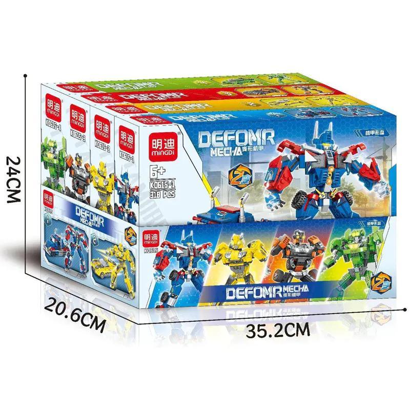 Bộ đồ chơi Robot Biến Hình Kép minGDi K0615 giá tốt, hộp sản phẩm cho bé trai 6 tuổi, thể hiện kích thước hộp.