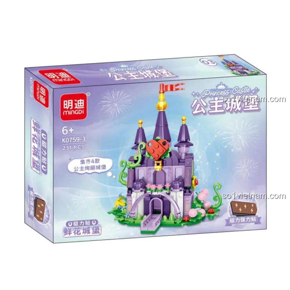 Hộp đồ chơi lắp ghép Mingdi K0759-2 Lâu đài Công chúa Đỏ, bộ xếp hình cho bé gái 6 tuổi, giá tốt