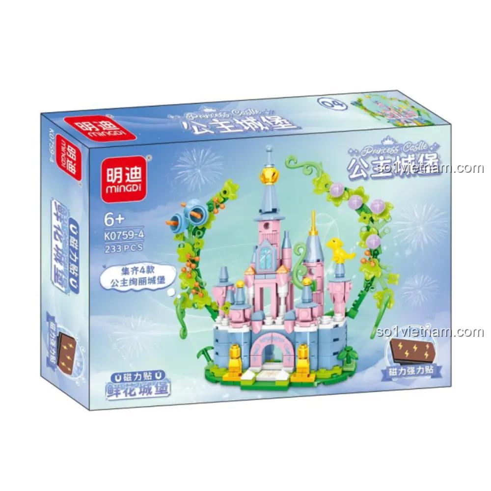 Hộp đồ chơi lắp ghép Mingdi K0759-3 Lâu đài Công chúa Tím, đồ chơi lắp ghép K0759 cho bé gái, giá tiết kiệm