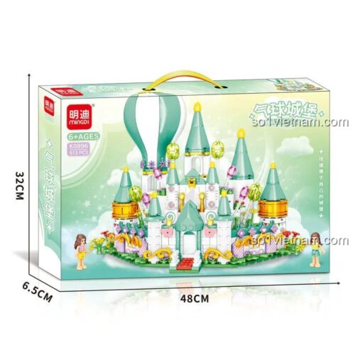 Hộp sản phẩm bộ xếp hình Lâu Đài Cổ Tích MingDi K0896, bộ đồ chơi Lâu Đài Mơ Ước với 513 chi tiết cho bé gái 6 tuổi.