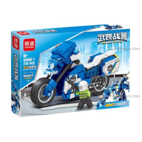 đồ chơi lắp ráp Mingdi K0900-1 xe mô tô cảnh sát, bộ xếp hình cho bé trai 6 tuổi giá rẻ