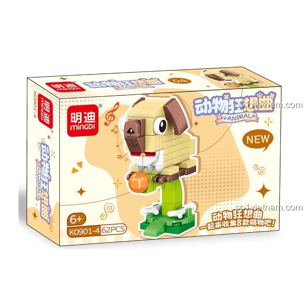 Mô hình Chó lắp ráp Leibao K0901-4, đồ chơi mô hình 901, Mingdi Cú lắp ráp, Leibao Hươu cao cổ lắp ráp, giá bình dân cho bé 6 tuổi.