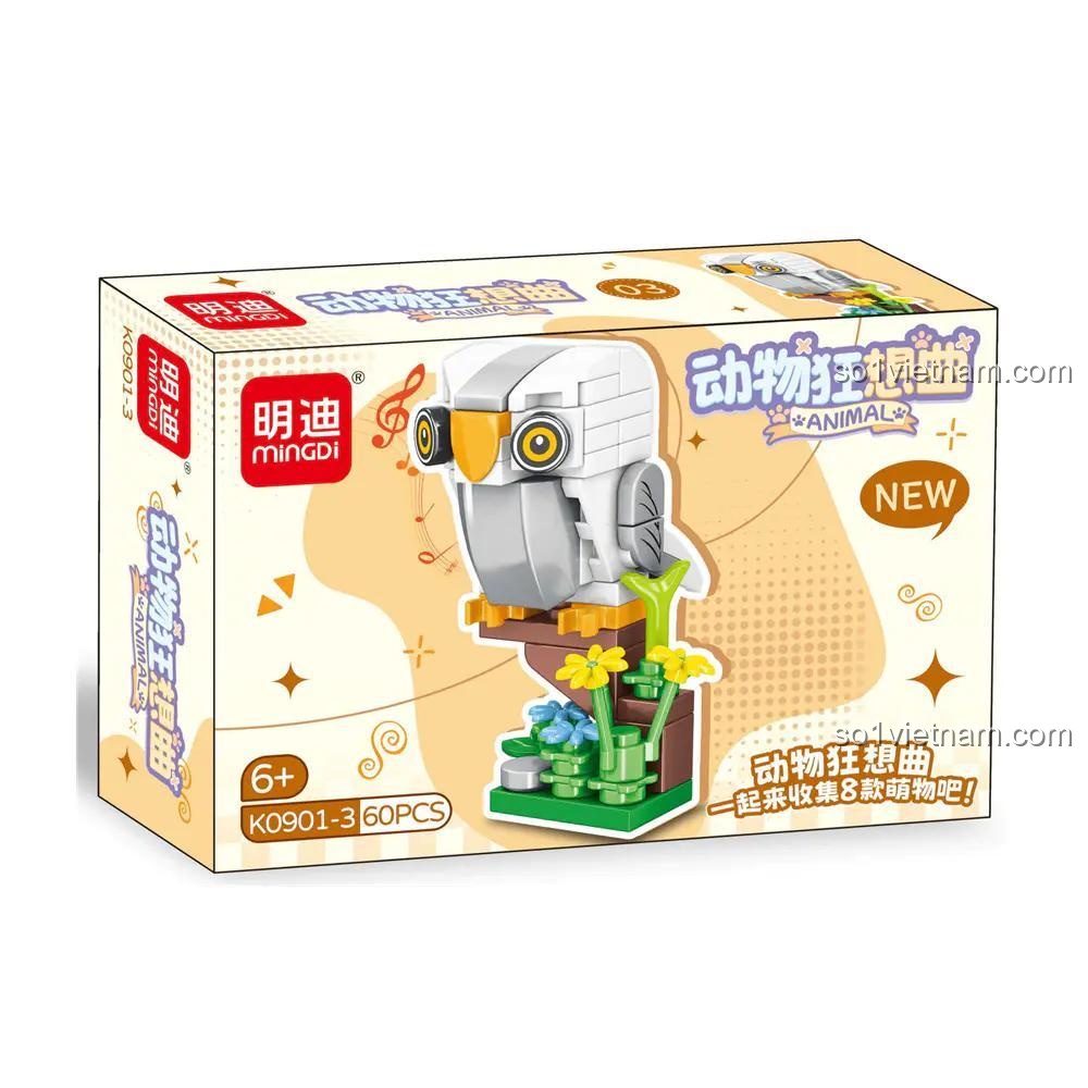 Mô hình Cú lắp ráp Mingdi K0901-3, Leibao 0901 Mô hình động vật, bộ lắp ghép Chó lắp ráp, đồ chơi lắp ráp Gấu trúc lắp ráp cho bé 6 tuổi.