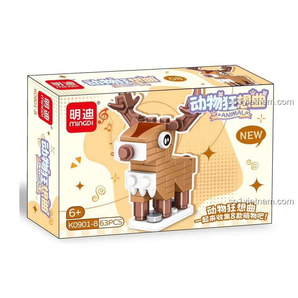 Mô hình Hươu lắp ráp Leibao K0901-8, bộ đồ chơi Động Vật Hoang Dã Mingdi, bộ lắp ghép K0901, món quà ý nghĩa cho bé trai và bé gái 6 tuổi.