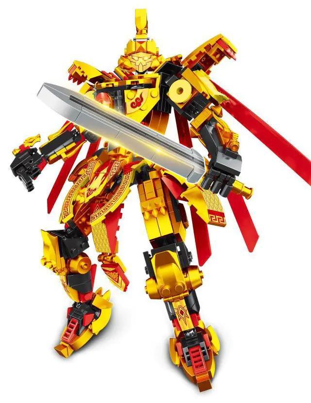 Bộ lắp ghép Mecha Tần Thủy Hoàng Mingdi K2012 giá tốt, mô hình Robot Hoàng Đế Doanh Chính 600 mảnh cho bé trai 6 tuổi, thiết kế hoàng gia, cầm kiếm lớn.