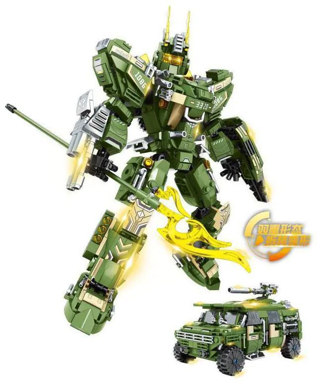 Bộ đồ chơi Cơ Giáp Vinh Quang Mingdi K2024 giá tốt, mô hình robot chiến đấu và xe jeep quân sự biến hình 2 kiểu cho bé trai 6 tuổi phát triển tư duy sáng tạo.