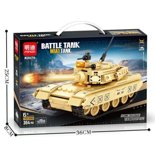 Hộp sản phẩm bộ lắp ghép Xe tăng M1A1 Abrams MINGDI K2079, đồ chơi mô hình quân sự giá rẻ cho bé trai 6 tuổi.