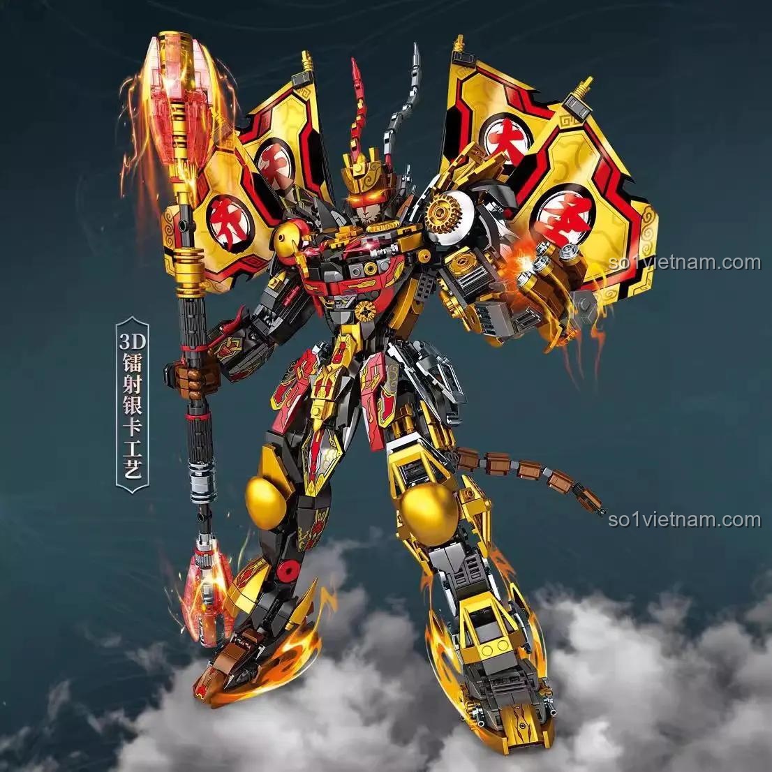 Robot Tôn Ngộ Không MingDi K2134 có đèn LED, bộ lắp ghép Robot Khỉ Vua cho bé trai 6 tuổi, đáng tiền