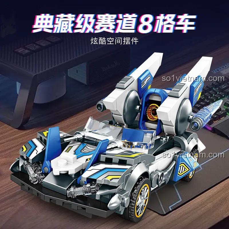 Xe Đua Xung Lực minGDi K2221 lắp ráp chi tiết - Đồ chơi mô hình xe đua tương lai, bộ lắp ghép STEM cho bé trai 6 tuổi, 294 mảnh