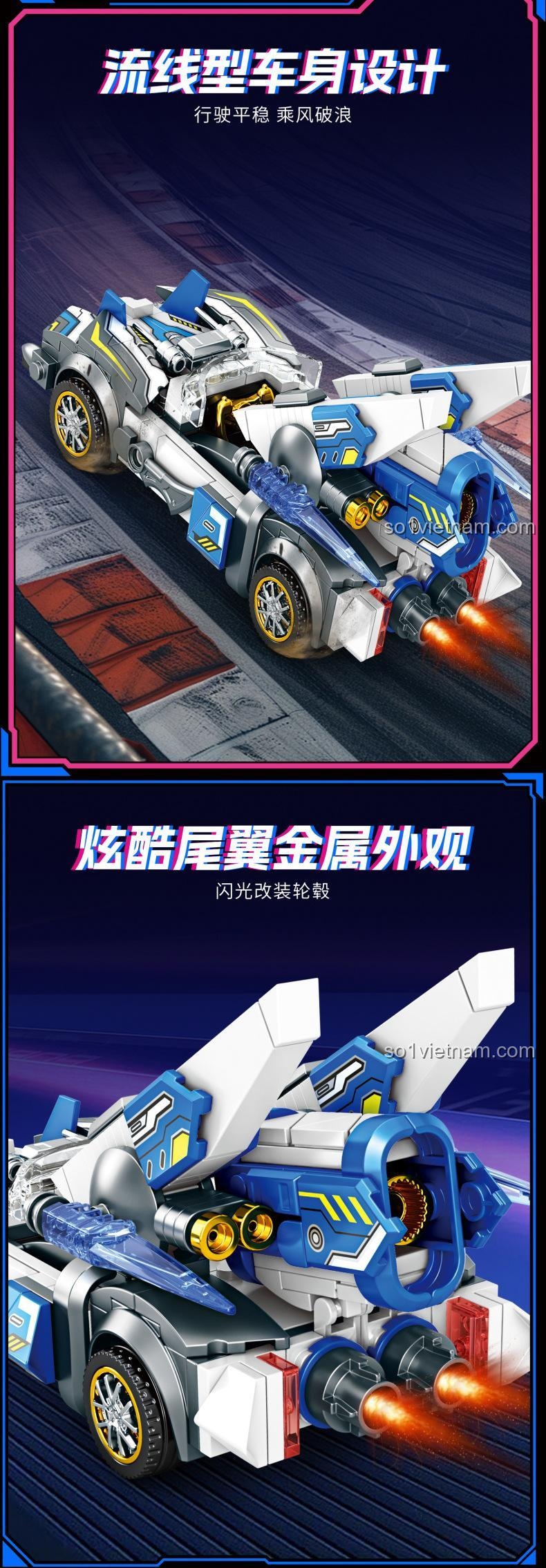 Xe Đua Xung Lực minGDi K2221 với thiết kế thông minh - Đồ chơi mô hình xe đua tốc độ cao, bộ lắp ghép STEM cho bé trai 6 tuổi