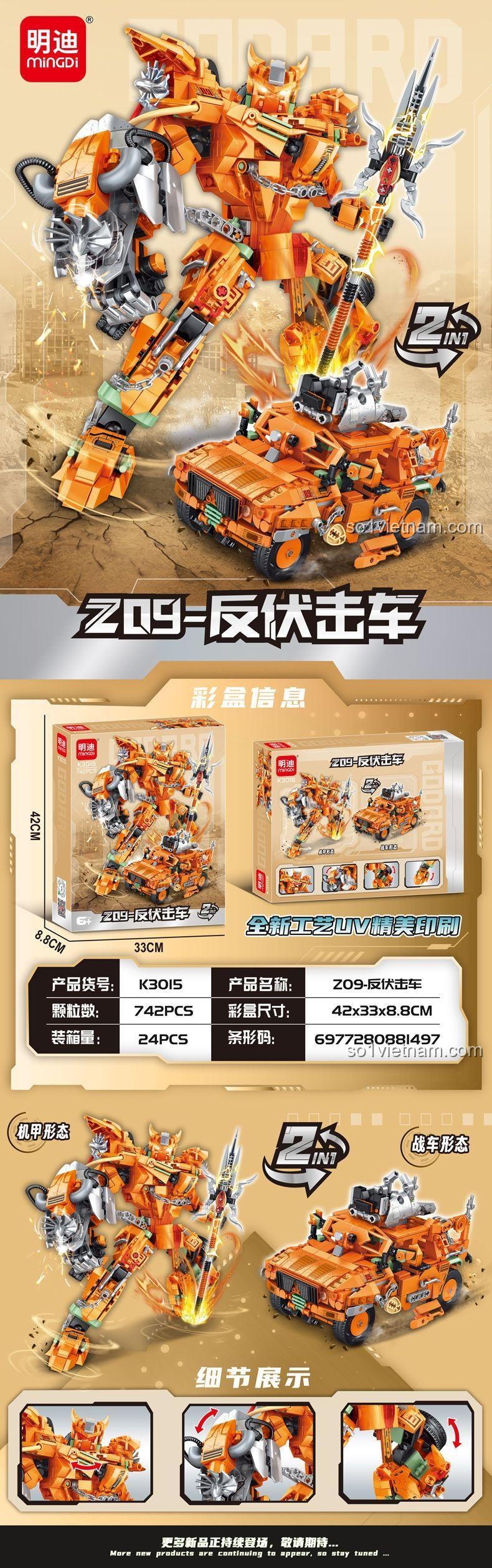 MingDi K3015 Robot Biến Hình Dạng Robot Chiến Đấu