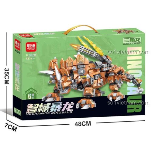 Hộp sản phẩm Cơ Giáp Khủng Long Bạo Chúa Triceratops MingDi K3070