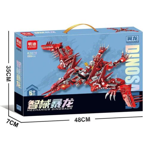 Bộ đồ chơi lắp ghép Cơ Giáp Khủng Long Pterosaur K3074 680 mảnh, màu đỏ xám, phù hợp cho bé trai 6 tuổi, thiết kế cơ giáp khủng long độc đáo, giá tốt
