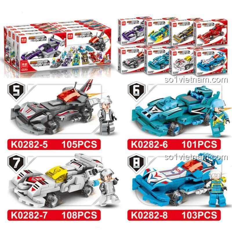 Đồ chơi lắp ráp Xe đua công thức Leibao K0282, bộ đồ chơi xe đua F1, đồ chơi mô hình xe đua kéo lùi cho bé trai 6 tuổi.