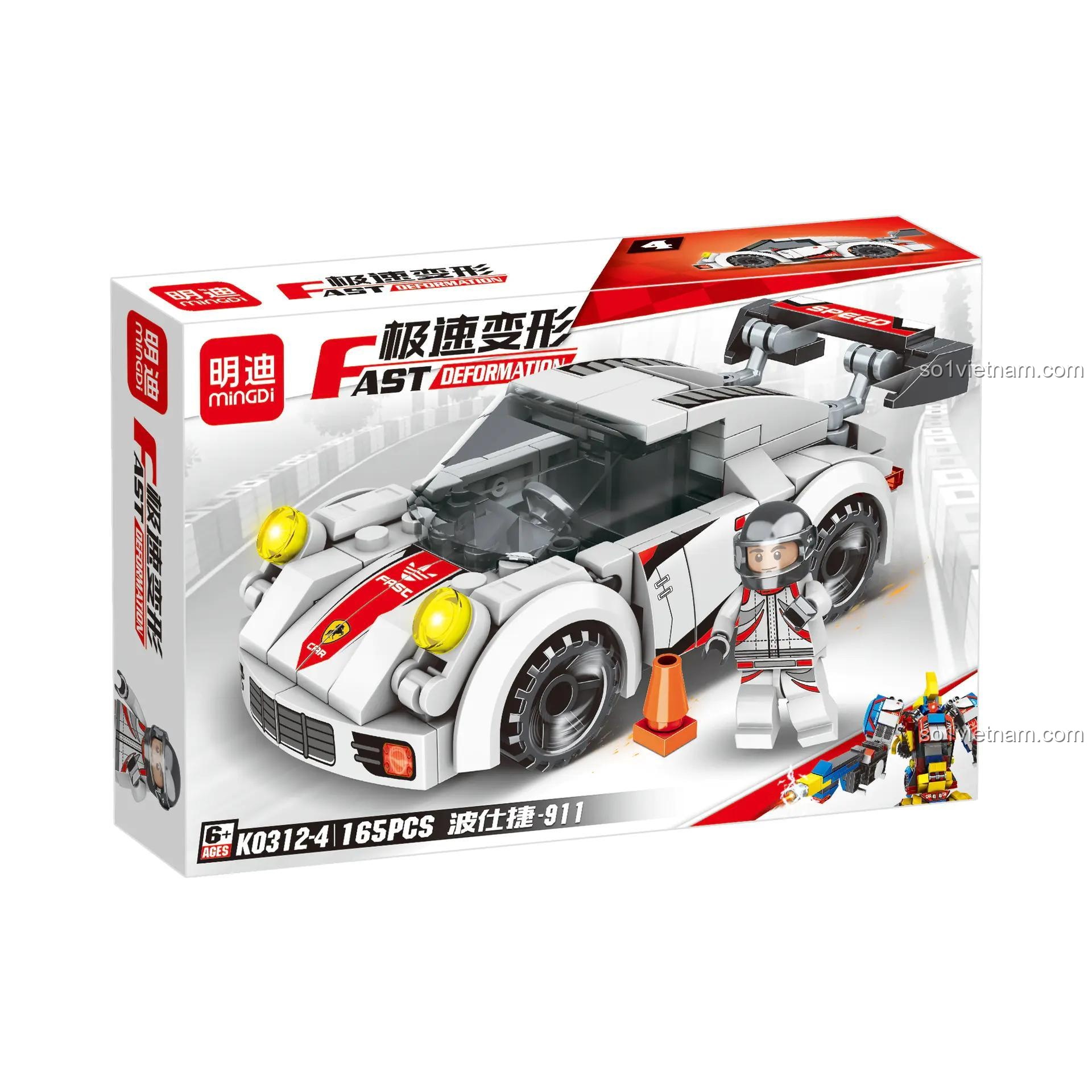 Robot tốc độ K0312-4 xe đua trắng, siêu tiết kiệm cho bé trai 6 tuổi