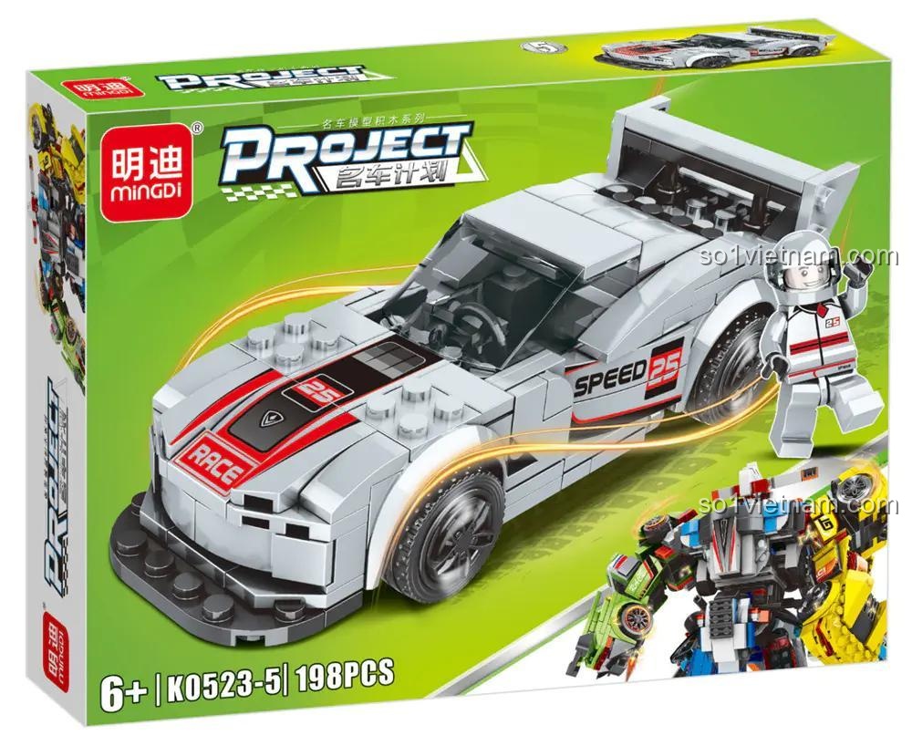 Siêu Xe Biến Hình Robot 0523, siêu xe xám số 25, đồ chơi phát triển tư duy logic