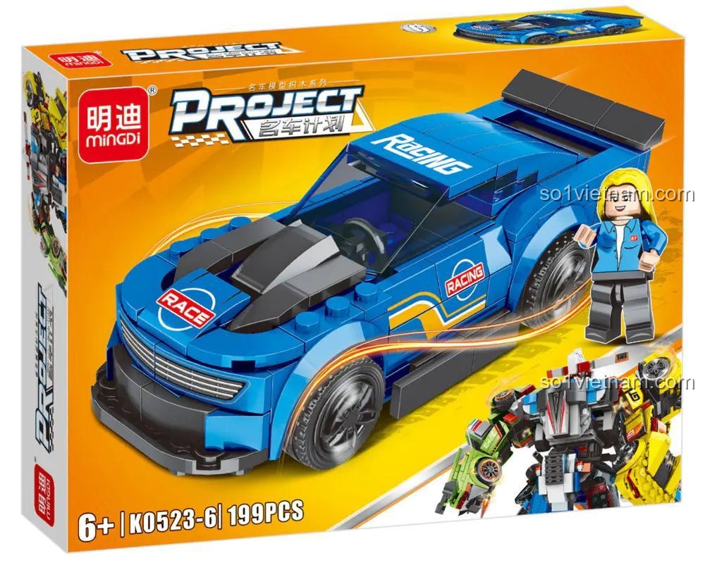 Robot Chiến Đấu Hợp Thể MingDi, siêu xe xanh dương số 19, đồ chơi lắp ráp sáng tạo