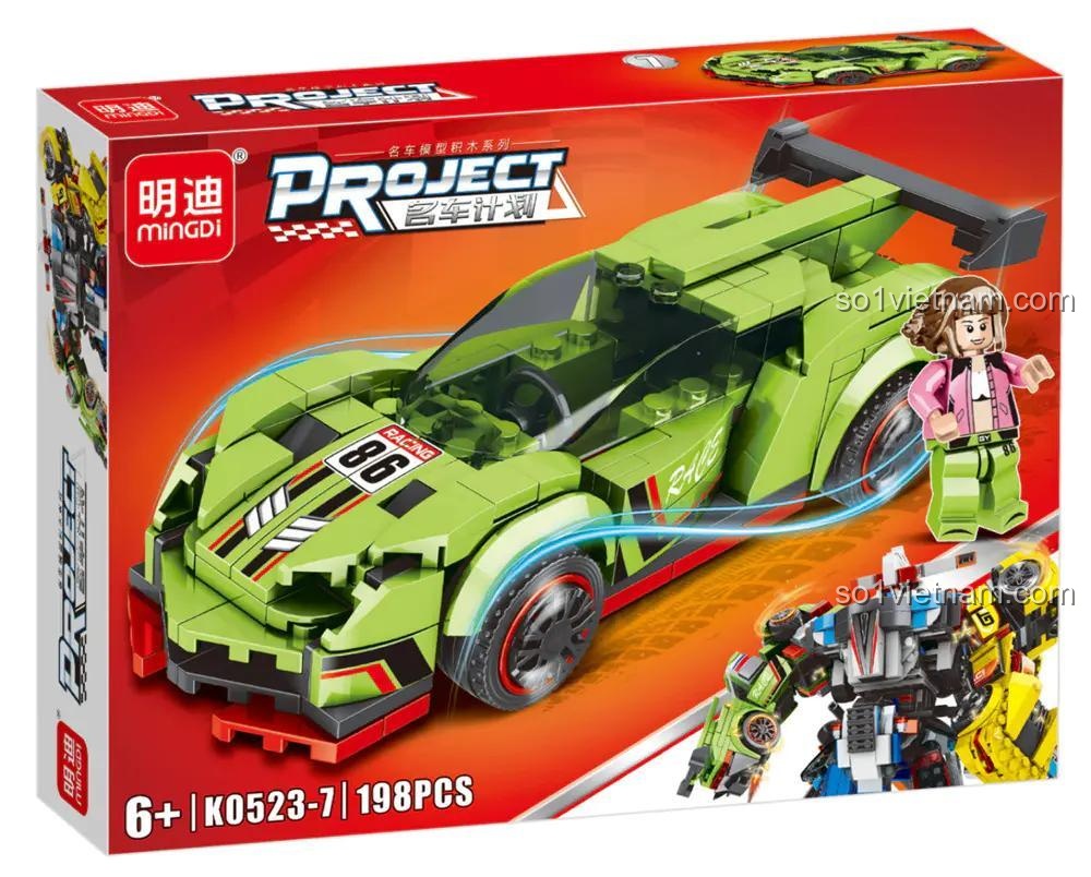 Xe Đua Biến Hình LeiBao, siêu xe xanh lá số 86, đồ chơi cho bé trai 6 tuổi, giá tiết kiệm