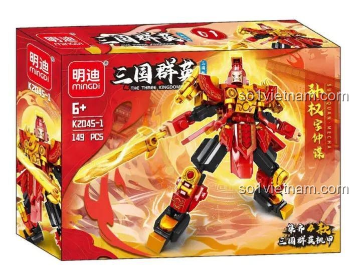 Hộp đơn Tôn Quyền Mecha K2045-1 của Mingdi Leibao, bộ khối lắp ghép Chiến binh Mecha Tam Quốc, đồ chơi mô hình Tôn Quyền Mecha cho bé trai 6 tuổi