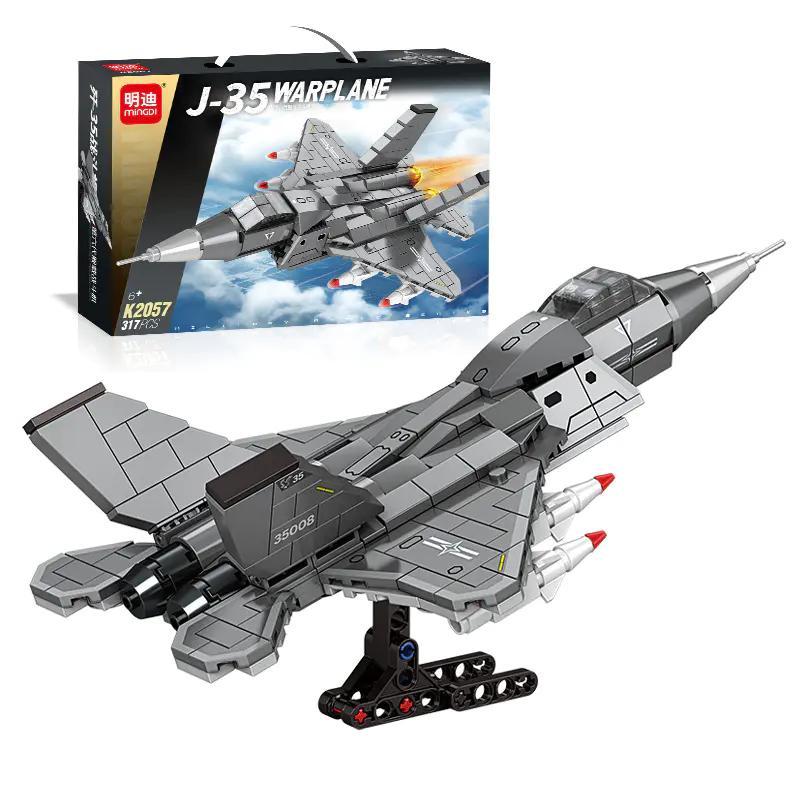 bộ lắp ghép Máy bay chiến đấu J-35 Mingdi K2057, đồ chơi mô hình Tiêm kích J-35 Leibao, mô hình chi tiết, cho bé trai 6 tuổi, giá tốt