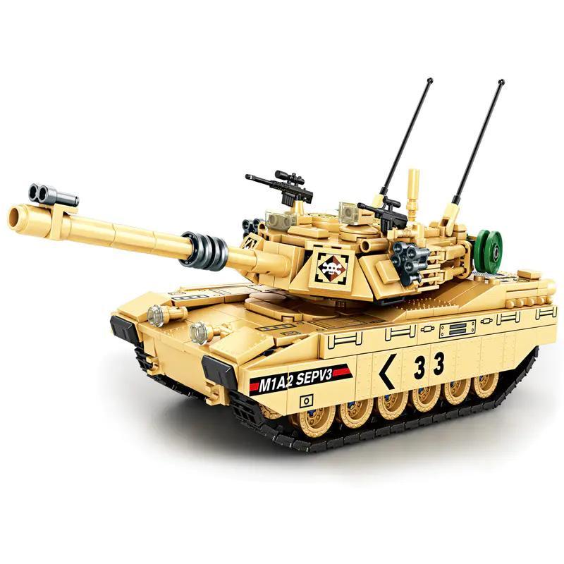 Bộ lắp ghép Xe tăng chiến đấu chủ lực M1A2 Abrams Mingdi Leibao K2084 622 chi tiết, mô hình quân sự chân thực cho bé trai 6 tuổi, giá tốt