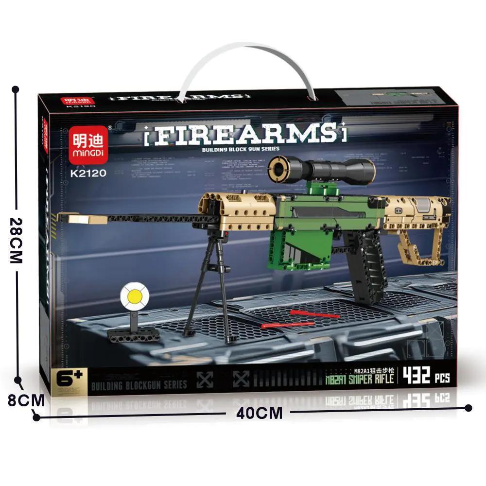 bộ lắp ghép Súng bắn tỉa M82A1 Mingdi K2120 giá rẻ cho con trai 6 tuổi, hộp sản phẩm có kích thước rõ ràng