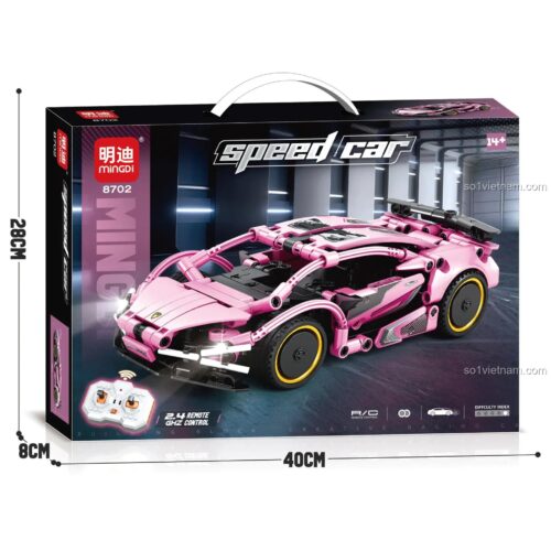 Mingi 8702 Siêu xe Lamborghini điều khiển từ xa màu hồng, bộ lắp ghép Technic, đồ chơi xe hơi cho bé trai 14 tuổi, giá tốt