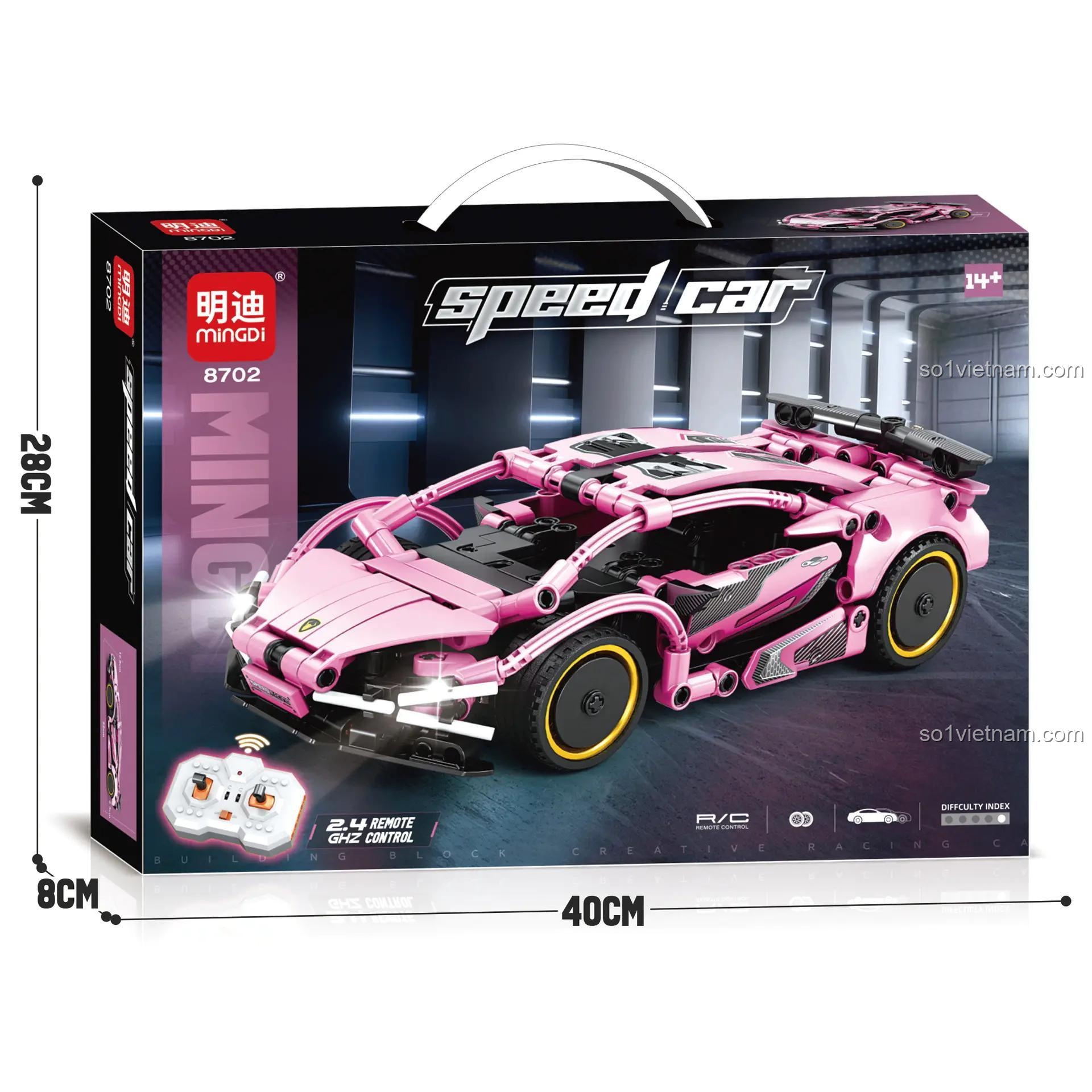 Mingi 8702 Siêu xe Lamborghini điều khiển từ xa màu hồng, bộ lắp ghép Technic, đồ chơi xe hơi cho bé trai 14 tuổi, giá tốt