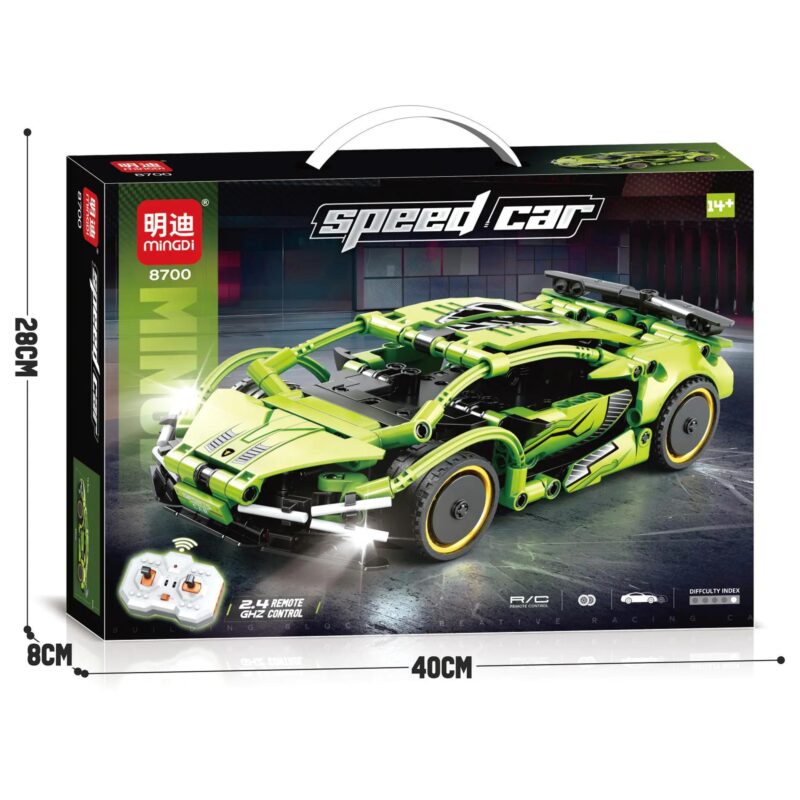 Mingi 8702 Siêu xe Lamborghini điều khiển từ xa màu xanh lá, bộ lắp ghép Technic, đồ chơi xe hơi cho bé trai 14 tuổi, giá tốt