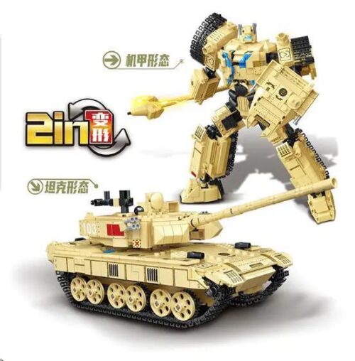 Bộ đồ chơi xe tăng cơ khí 96B Mingi K0350 biến hình thành robot, 917 chi tiết, phù hợp cho bé trai 6 tuổi