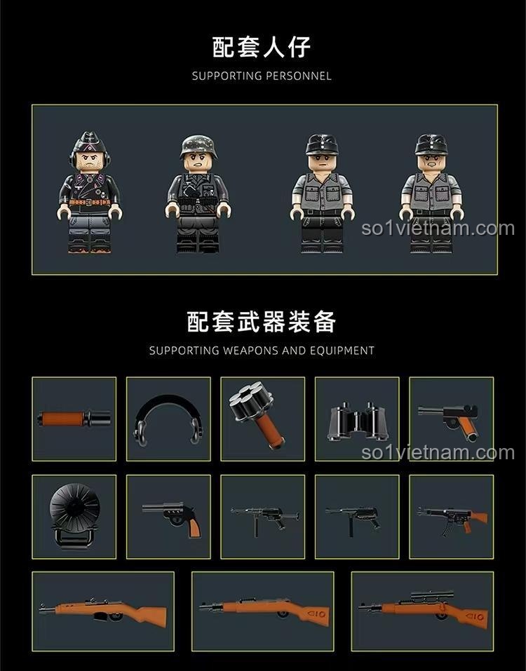 Minifigures và vũ khí đi kèm xe tăng Panzer IV Ausf. F2 12GO 97003