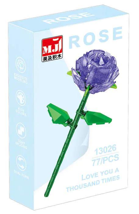 Hộp sản phẩm bộ lắp ghép hoa hồng tím ngọc trai MJ 13026, món quà ý nghĩa cho bạn gái 12+ tuổi, giá rẻ.