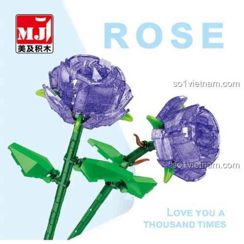 Mô hình hoa hồng tím ngọc trai MJ 13026 sau khi lắp ráp hoàn chỉnh, đồ chơi mô hình MJ giá tốt, quà tặng sáng tạo cho bạn gái.