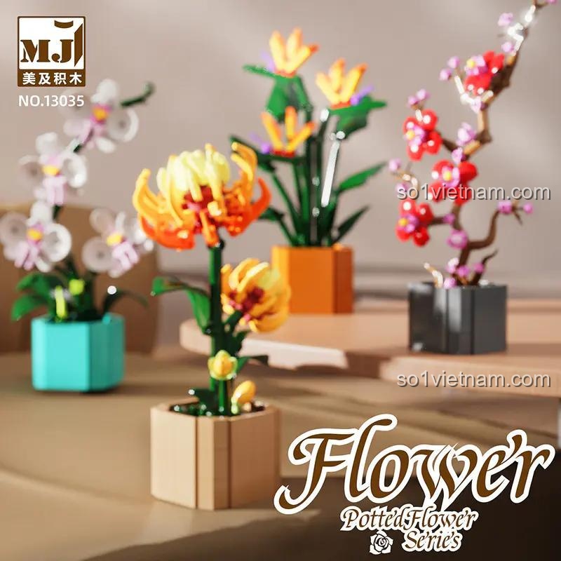 MJ 13035 Bộ lắp ghép Chậu Hoa Trang Trí đồ chơi mô hình cho bé gái 12 tuổi