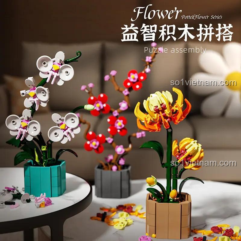 MJ 13035 Chậu Hoa Lan lắp ráp đẹp mắt bộ lắp ghép đồ chơi mô hình cho bé gái 12 tuổi