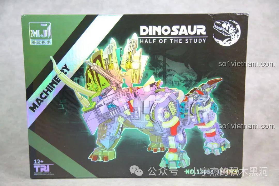 Ảnh chụp thực tế hộp bộ xếp hình Khủng long robot Triceratops MJ 13051 từ người dùng. Chất lượng cao, giá tốt.