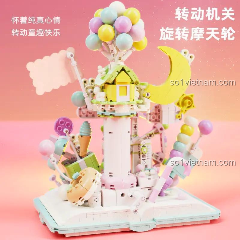 Tính năng xoay của bộ xếp hình Thế giới kẹo ngọt diệu kỳ MJ Block, đồ chơi sáng tạo cho bé gái