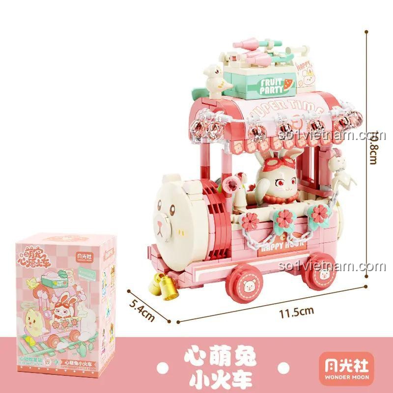 Kích thước mô hình tàu hỏa thỏ ngọt ngào: dài 11.5cm, rộng 5.4cm, cao 10.8cm, bộ lắp ghép 404 chi tiết, đồ chơi sáng tạo cho bé gái 14 tuổi, giá tốt