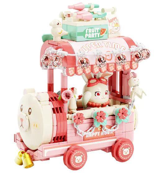 Mô hình tàu hỏa thỏ ngọt ngào màu hồng pastel, bộ lắp ghép 404 chi tiết, đồ chơi sáng tạo cho bé gái 14 tuổi, giá tốt