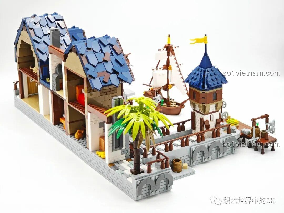 Tổng thể mô hình cắt ngang JIESTAR 89152 Cảng Trung Cổ, cho thấy toàn bộ nội thất.