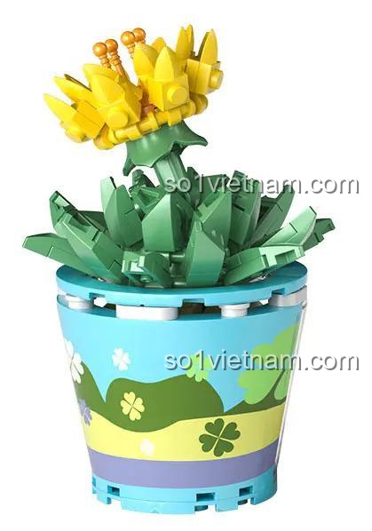 Mô hình chậu hoa Bergeranthus lắp ghép từ các khối nhỏ, đồ chơi sáng tạo MENGGE 9126