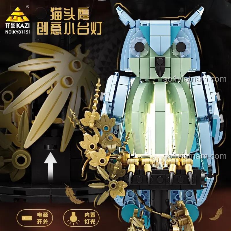 Mô hình đèn bàn cú mèo KAZI KY81151 lắp ráp sáng tạo, đồ chơi STEM