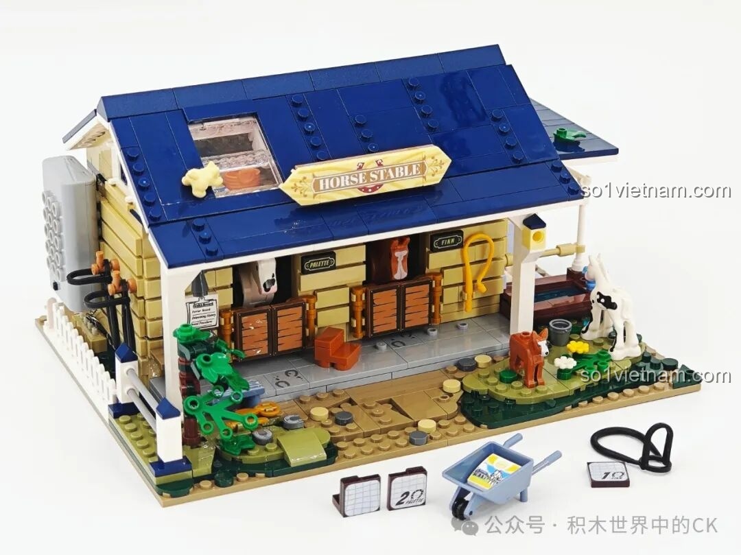 Mô hình Chuồng Ngựa FunWhole F9080 đã hoàn thiện với đầy đủ các chi tiết trang trí và phụ kiện.