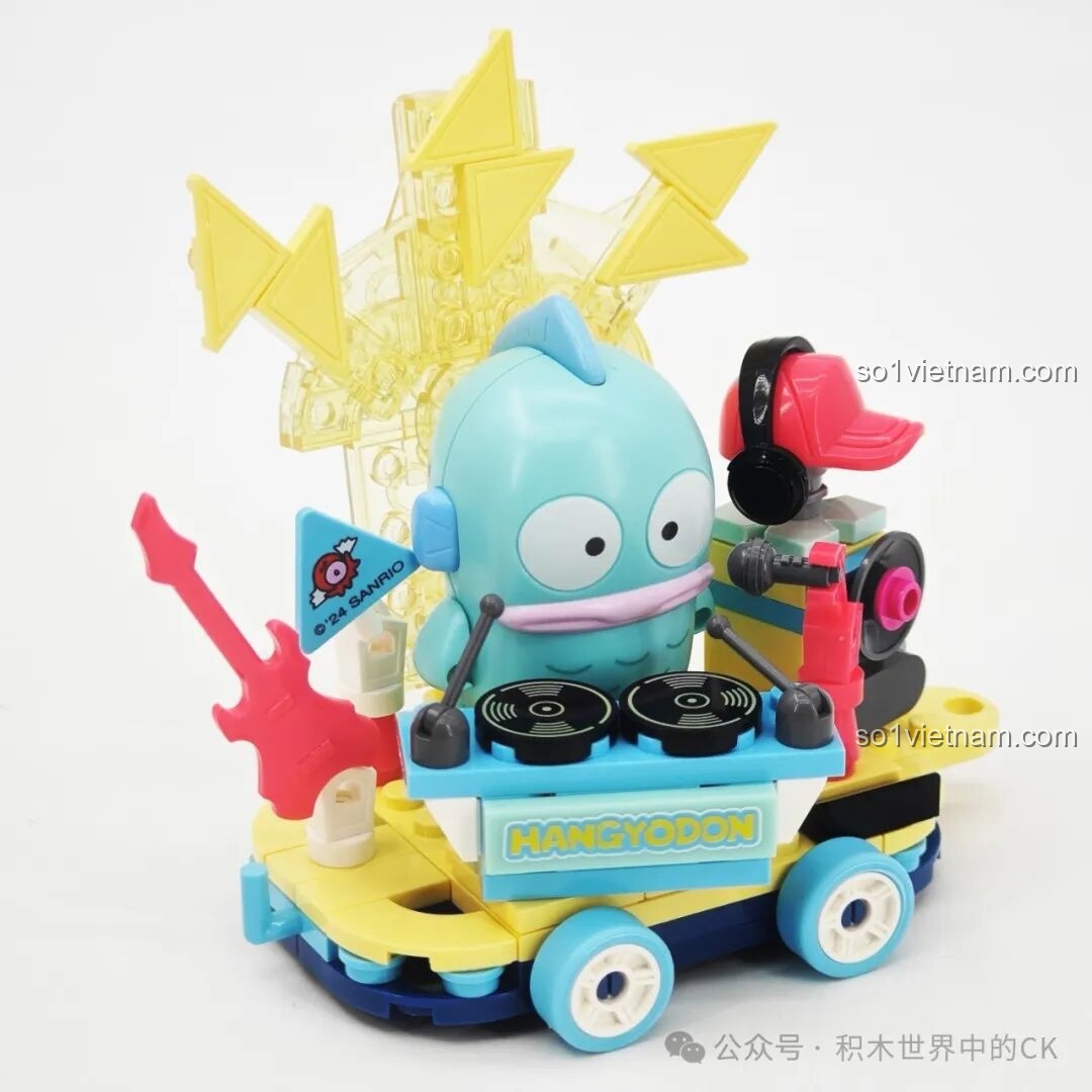 Mô hình hoàn chỉnh bộ xếp hình Keeppley K20855 Sanrio Hangyodon Xe Hoa Điện Tử với Hangyodon DJ.