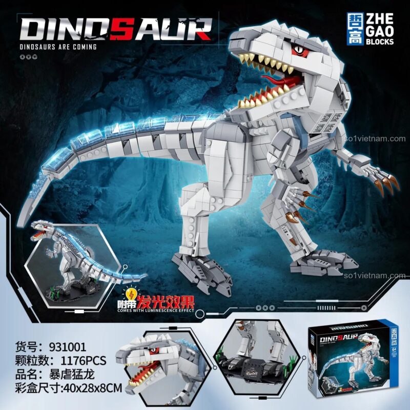 Mô hình khủng long bạo chúa ZHEGAO 931001 lắp ráp chi tiết, đồ chơi xếp hình khủng long T-Rex, đồ chơi giáo dục cho bé trai 6 tuổi