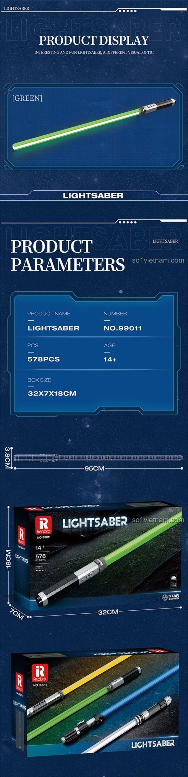 Mô hình Kiếm Ánh Sáng Reobrix 99011 dùng trang trí bàn