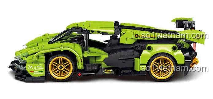 Mô hình Lamborghini V12 Vision GT màu xanh lá, 668 chi tiết, tỉ lệ 1:16, xe thể thao tốc độ cao, đồ chơi lắp ráp cho bé